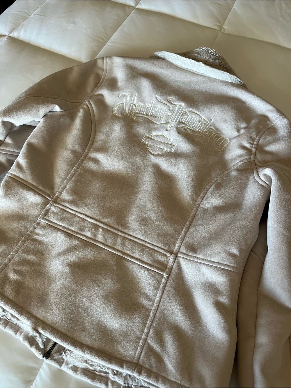 Harley-Davidson Women's Cream Sherpa Jacket with Embroidered Logo